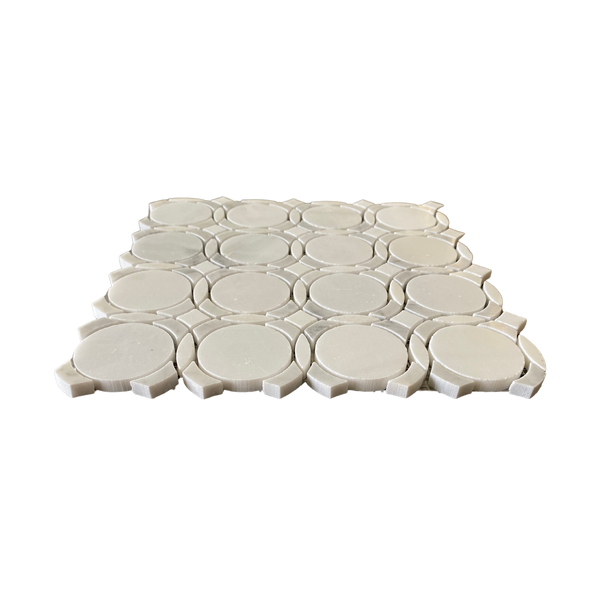 Infinity Waterjet Mosaic Pure White and Carrara All Marble Tiles