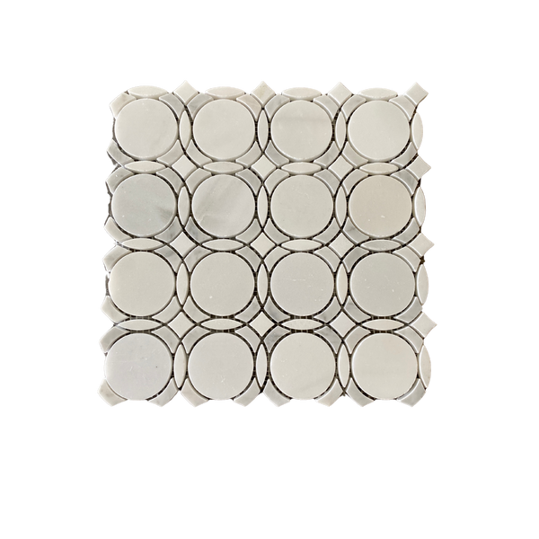 Infinity Waterjet Mosaic Pure White and Carrara All Marble Tiles