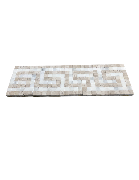 Oyster Gray and Arctic White Greek Key Border Tile for Floor or Wall Application| Finishing Marble Trim| Marble Border Tile| Decroative Marble Tile| Polished| Beige and White Border All Marble Tiles