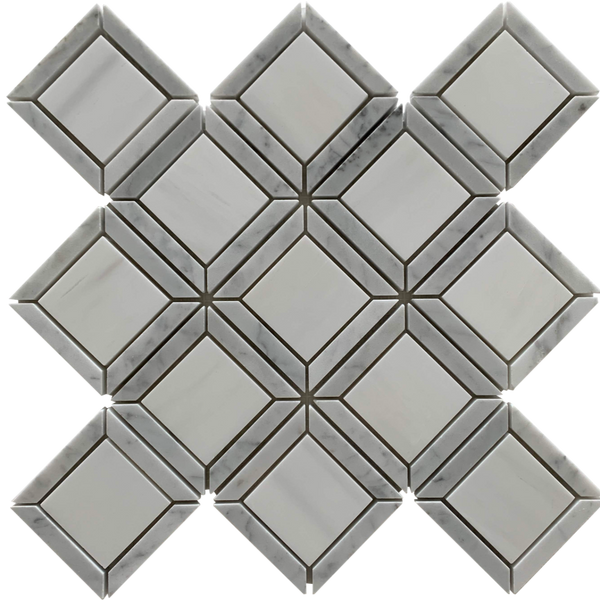 Casella Waterjet Mosaic Dolomite and Carrara All Marble Tiles