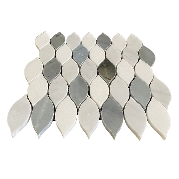 Elongated Teardrop White And Carrara With Blue Polished All Marble Tiles