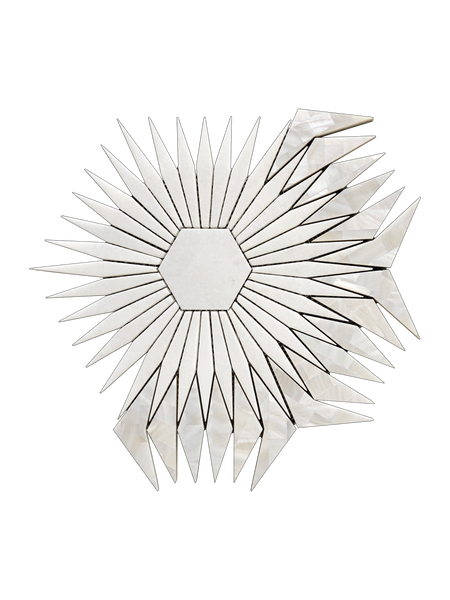 Night Star Waterjet Mosaic Thassos & Mother of Pearl All Marble Tiles