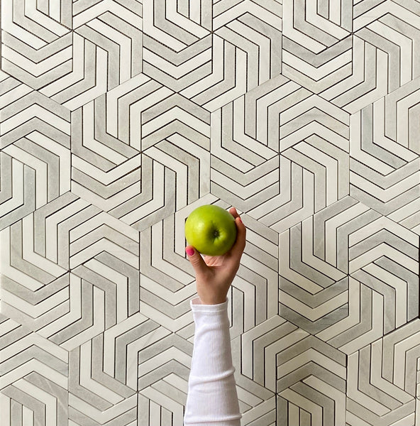 Melia Waterjet Mosaic Dolomite and Solto White All Marble Tiles