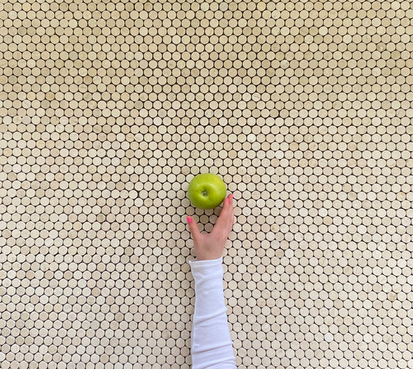 Penny Round Crema Marfil Marble Wall And Floor Mosaic Polished All Marble Tiles