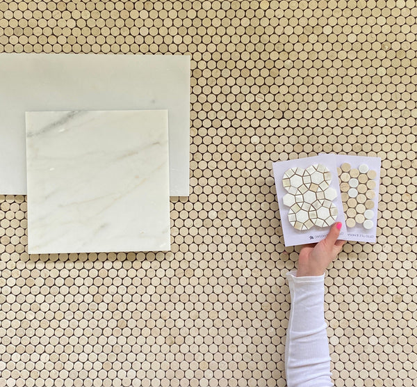 Penny Round Crema Marfil Marble Wall And Floor Mosaic Polished All Marble Tiles