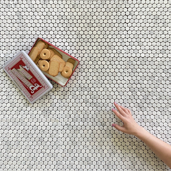 Arabescato Penny Round 3/4" Polished Tile All Marble Tiles