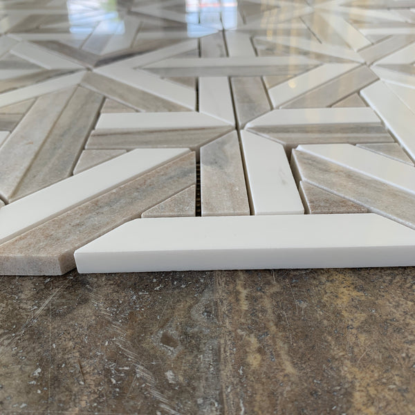 Karo Waterjet Mosaic With Dolomite & Palissandro Polished All Marble Tiles