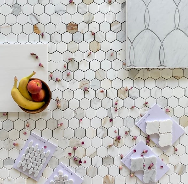 Calacatta Marble Mosaic Polished Hexagon 2" All Marble Tiles