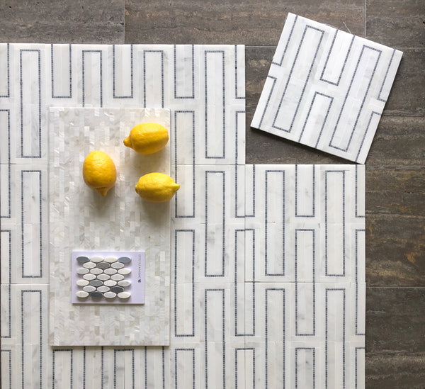 Metro Marble Mosaic Waterjet With Arabescato & Bardiglio All Marble Tiles