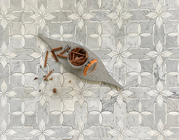 Christina Waterjet Mosaic Mother of Pearl All Marble Tiles