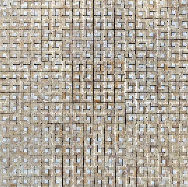 Honey Onyx Marble Target Mosaic Tile With White Dot for Shower Floor | Shower Wall | Kitchen Backsplash | Floor Tile | Wall Tile | Kitchen Floor All Marble Tiles