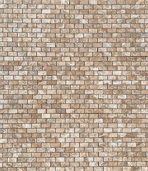 Light Emperador Brick 1x2 Marble Mosaic Polished Tile for Shower Floor | Shower Wall | Kitchen Backsplash | Floor Tile | Wall Tile | Kitchen Floor All Marble Tiles