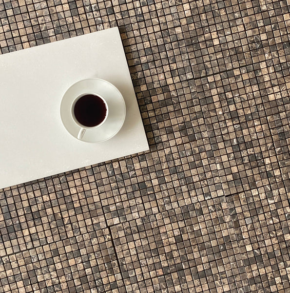 Dark Emperador Marble 5/8X5/8 Mosaic Tumbled Tile for Shower Floor | Shower Wall | Kitchen Backsplash | Floor Tile | Wall Tile | Kitchen Floor All Marble Tiles