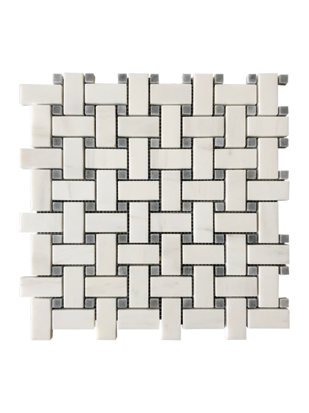 Dolomite Basketweave With Gray Dot Polished All Marble Tiles