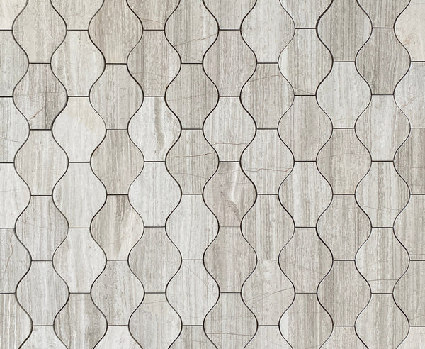 Oyster Gray Drift Wood Lanterna Waterjet Mosaic Kitchen Backsplash Tile| Accent Wall Waterjet| Luxury Waterjet Mosaic Tile| Brown Kitchen Backsplash| Modern Wall Tile All Marble Tiles