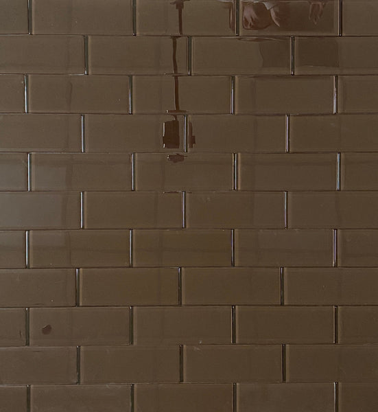 Dark Chocolate Brown Clear Glass Tile 3x8 Polished $5.25/SF | Modern Wall Décor| Kitchen Backsplash| Bathroom Accent| Chic Design| Versatile & Easy-to-Install| Wall and Floor Glass Tile All Marble Tiles