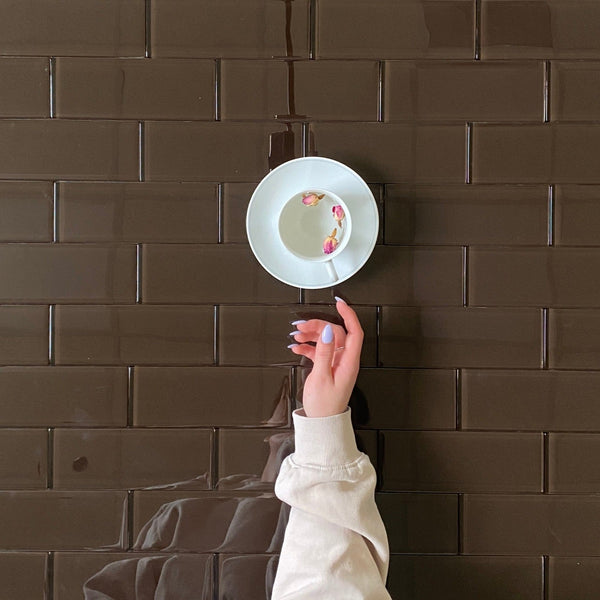Dark Chocolate Brown Clear Glass Tile 3x8 Polished $5.25/SF | Modern Wall Décor| Kitchen Backsplash| Bathroom Accent| Chic Design| Versatile & Easy-to-Install| Wall and Floor Glass Tile All Marble Tiles