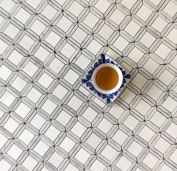 Casella Waterjet Mosaic Dolomite and Carrara All Marble Tiles