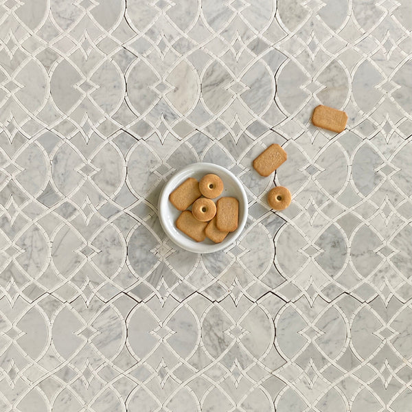 Lace Waterjet Mosaic Thassos Marble for Backsplash| Bathroom Floor| Bathroom Tile| Shower Floor| White Marble Tile| Waterjet Tile All Marble Tiles