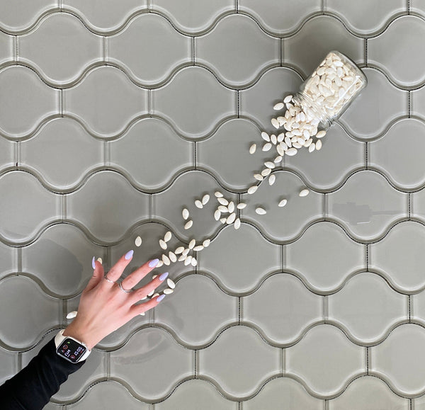 Lanterna Waterjet Mosaic Gray Clear Glass Tile Polished| Stylish Wall Décor| Contemporary Design| Ideal for Kitchens & Bathrooms| Chic & Sophisticated All Marble Tiles