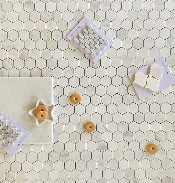 Carrara Pearl Marble Mosaic Polished Hexagon 2" All Marble Tiles