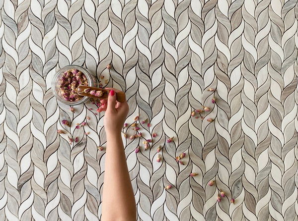 Waterjet Mosaic with palissandro and Dolomite Spring Leaf All Marble Tiles