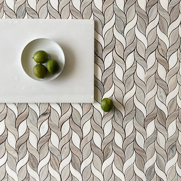 Waterjet Mosaic with palissandro and Dolomite Spring Leaf All Marble Tiles