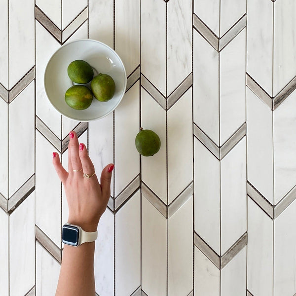 Dolomite Marble Mosaic Polished Arrow With Palissandro All Marble Tiles