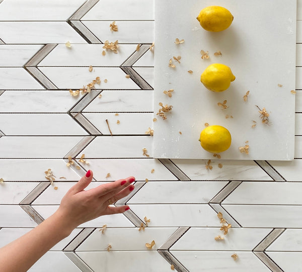 Dolomite Marble Mosaic Polished Arrow With Palissandro All Marble Tiles