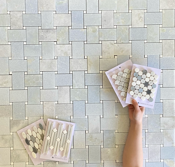 Blue Celeste Basket weave Polished 1"x2" Blue Marble Mosaic Tile| Blue Backsplash| Blue Bathroom Mosaic| Blue Tile| Shower Tile| Azul Celeste Tile| All Marble Tiles