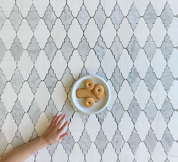 Elisa Waterjet Mosaic Dolomite and Carrara All Marble Tiles