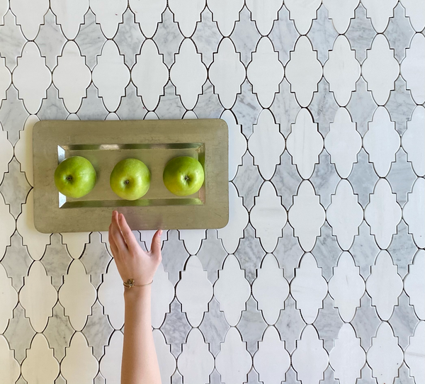 Elisa Waterjet Mosaic Dolomite and Carrara All Marble Tiles