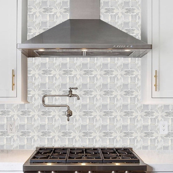 Christina Waterjet Mosaic Mother of Pearl All Marble Tiles