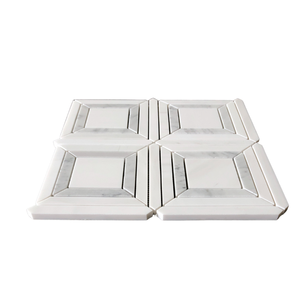 Lente Waterjet Mosaic Dolomite and Carrara All Marble Tiles