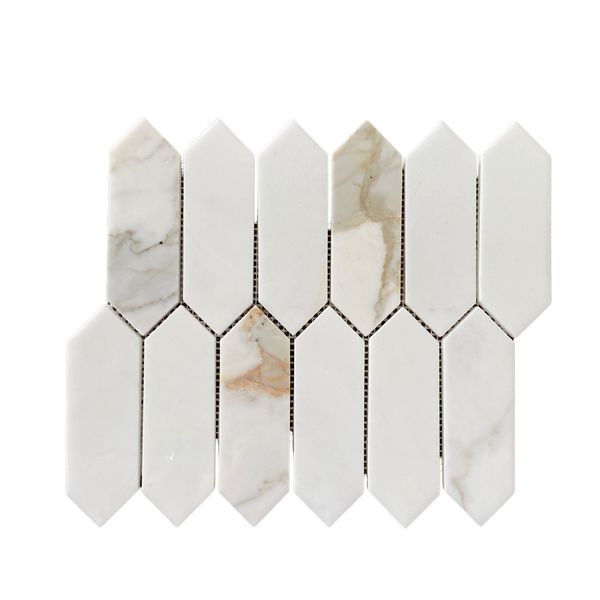 Picket Calacatta Gold Marble Waterjet Mosaic Polished All Marble Tiles
