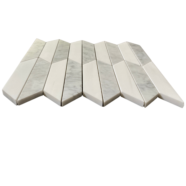 Picket Carrara And Dolomite Marble Waterjet Mosaic Polished All Marble Tiles