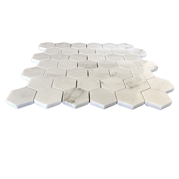 Carrara Pearl Marble Mosaic Polished Hexagon 2" All Marble Tiles