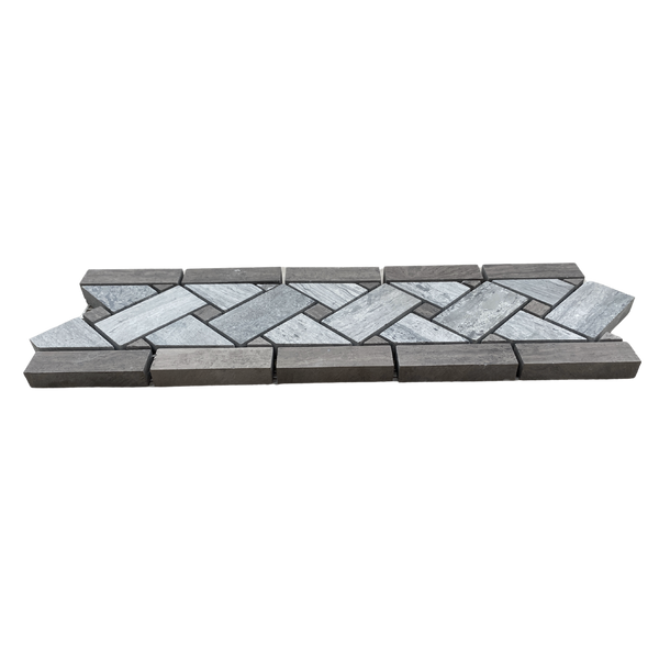Milano Taupe Gray Marble Basketweave Border for Wall or Floor Application| Marble Border Tile| Brown Marble Mosaic Border| Decorative Marble Border| Bathroom Border Tile| Kitchen Border Tile All Marble Tiles