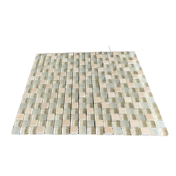Glass Mosaic Tile Mix Crema Marfil and Glass for Back Splash | Kitchen and Bathroom Tile Ideas | Trendy Marble Tile Design All Marble Tiles