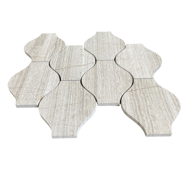 Oyster Gray Drift Wood Lanterna Waterjet Mosaic Kitchen Backsplash Tile| Accent Wall Waterjet| Luxury Waterjet Mosaic Tile| Brown Kitchen Backsplash| Modern Wall Tile All Marble Tiles