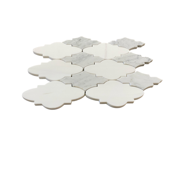 Elisa Waterjet Mosaic Dolomite and Carrara All Marble Tiles