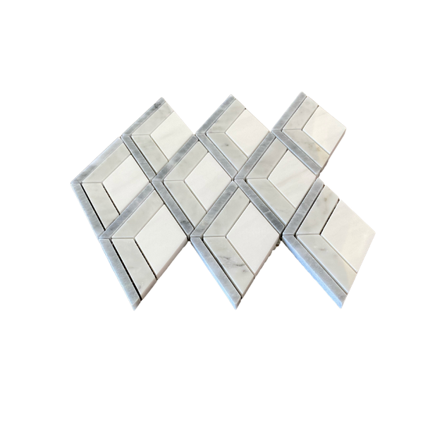 Genau Waterjet Mosaic Carrara and Bardiglio All Marble Tiles