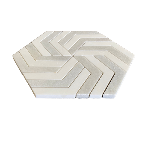 Melia Waterjet Mosaic Dolomite and Solto White All Marble Tiles