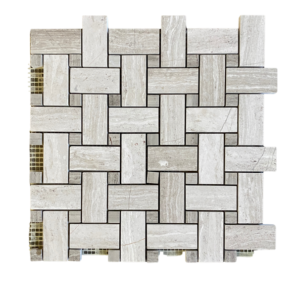 Oyster Grey Mega Basketweave Marble Mosaic Polished Tile for Shower Floor | Shower Wall | Kitchen Backsplash | Floor Tile | Wall Tile | Kitchen Floor All Marble Tiles