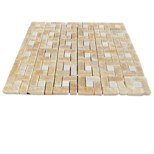 Honey Onyx Marble Target Mosaic Tile With White Dot for Shower Floor | Shower Wall | Kitchen Backsplash | Floor Tile | Wall Tile | Kitchen Floor All Marble Tiles
