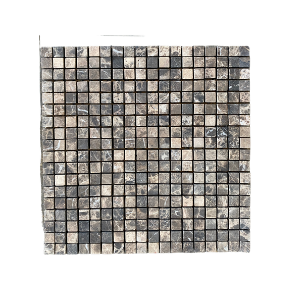 Dark Emperador Marble 5/8X5/8 Mosaic Tumbled Tile for Shower Floor | Shower Wall | Kitchen Backsplash | Floor Tile | Wall Tile | Kitchen Floor All Marble Tiles