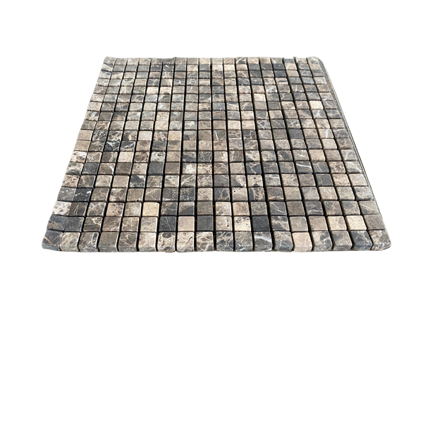 Dark Emperador Marble 5/8X5/8 Mosaic Tumbled Tile for Shower Floor | Shower Wall | Kitchen Backsplash | Floor Tile | Wall Tile | Kitchen Floor All Marble Tiles