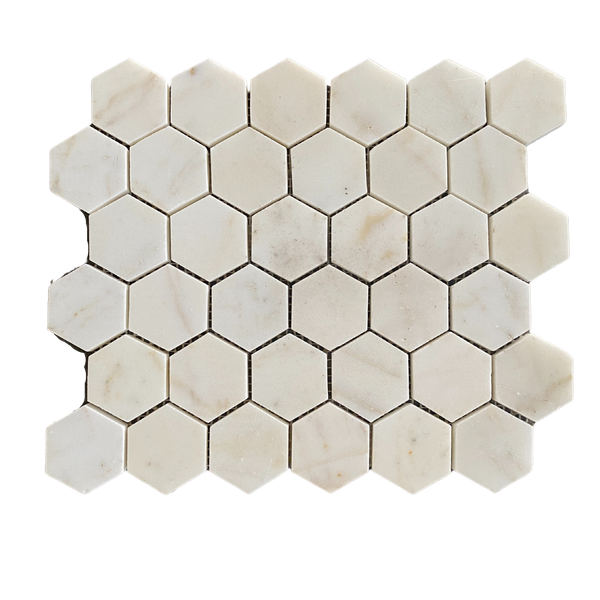 Calacatta Sugar Polished 2" Hexagon Mosaic Tile for Shower Floor | Shower Wall | Kitchen Backsplash | Floor Tile | Wall Tile | Kitchen Floor All Marble Tiles