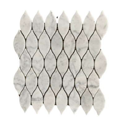 Elongated Teardrop Carrara Waterjet Mosaic All Marble Tiles