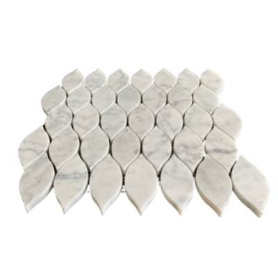 Elongated Teardrop Carrara Waterjet Mosaic All Marble Tiles